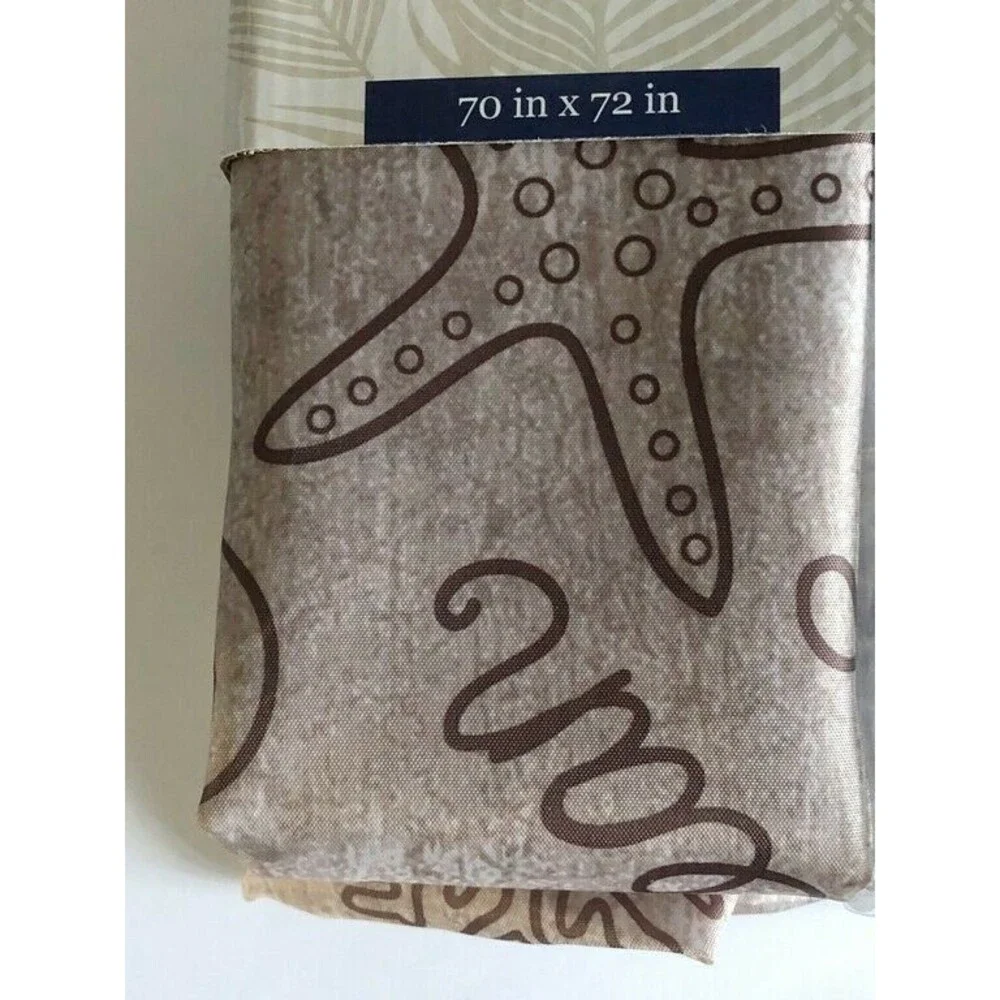 Caribbean Joe Fabric Shower Curtain w/ Hooks La Mer Starfish Beach Summer House